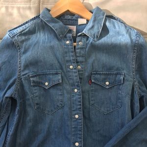 Levi’s Denim long sleeve snap-up dress